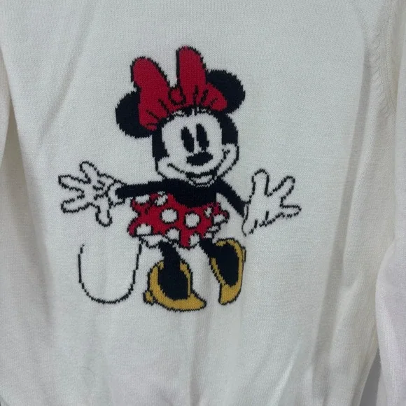 Disney Janie and Jack Minnie Mouse Knit Sweater Girls Size 7 White Red - Picture 2 of 7